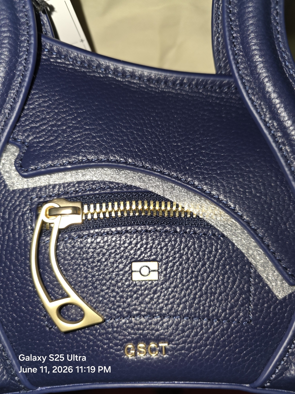 MSCHF Navy Blue Leather Handbag with Shoulder Strap and Dust Bag. MFRP:$650 - Picture 4 of 10